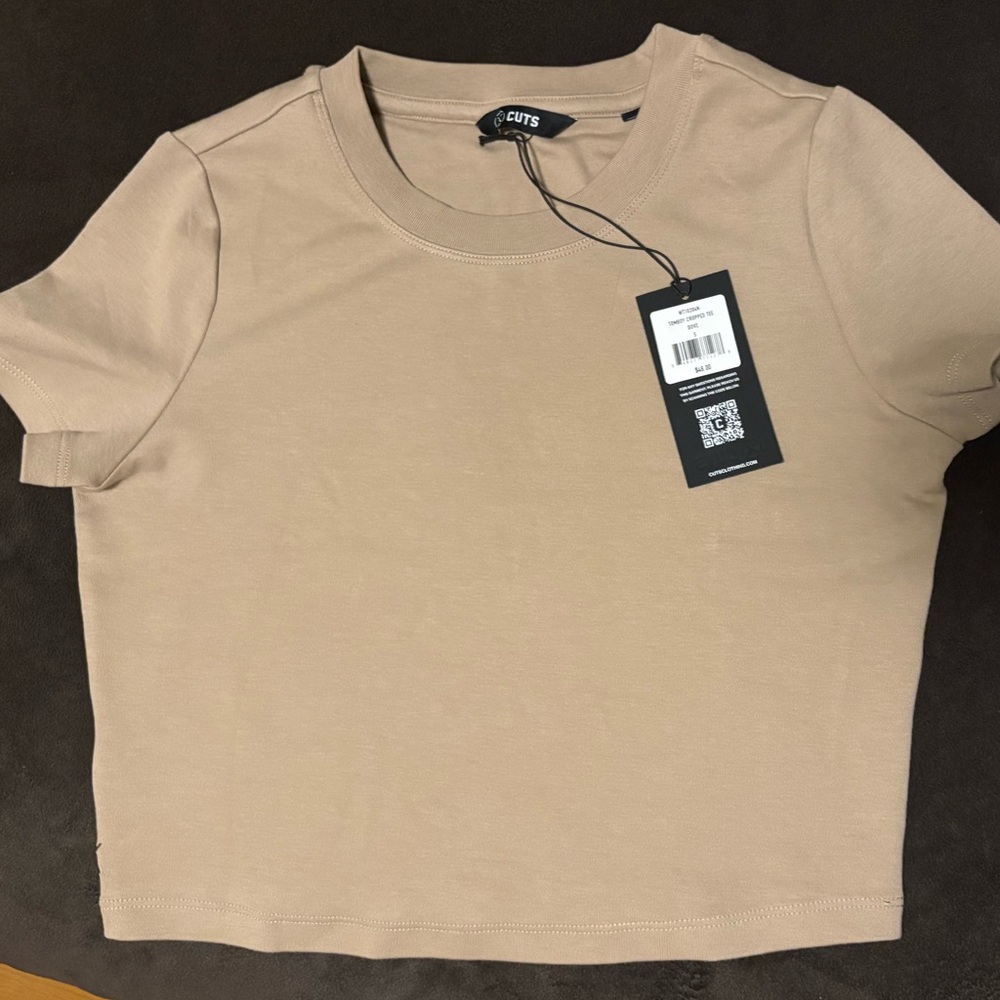 Cuts clothing Tomboy Tee Cropped - dove tan S